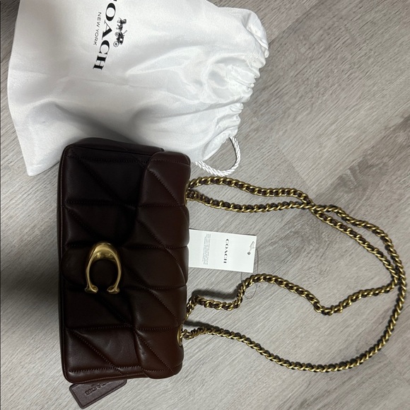 Coach Handbags - Coach Dark Brown Quilted Shoulder Bag with Gold Chain